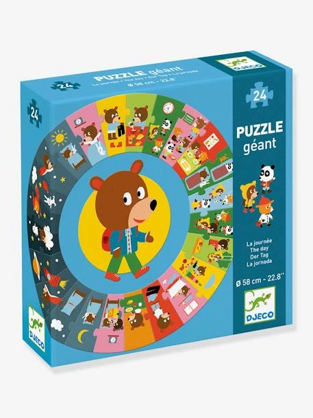 Puzzle Géant La Journée DJECO Bleu - Djeco -Baby Store puzzle geant la journee djeco